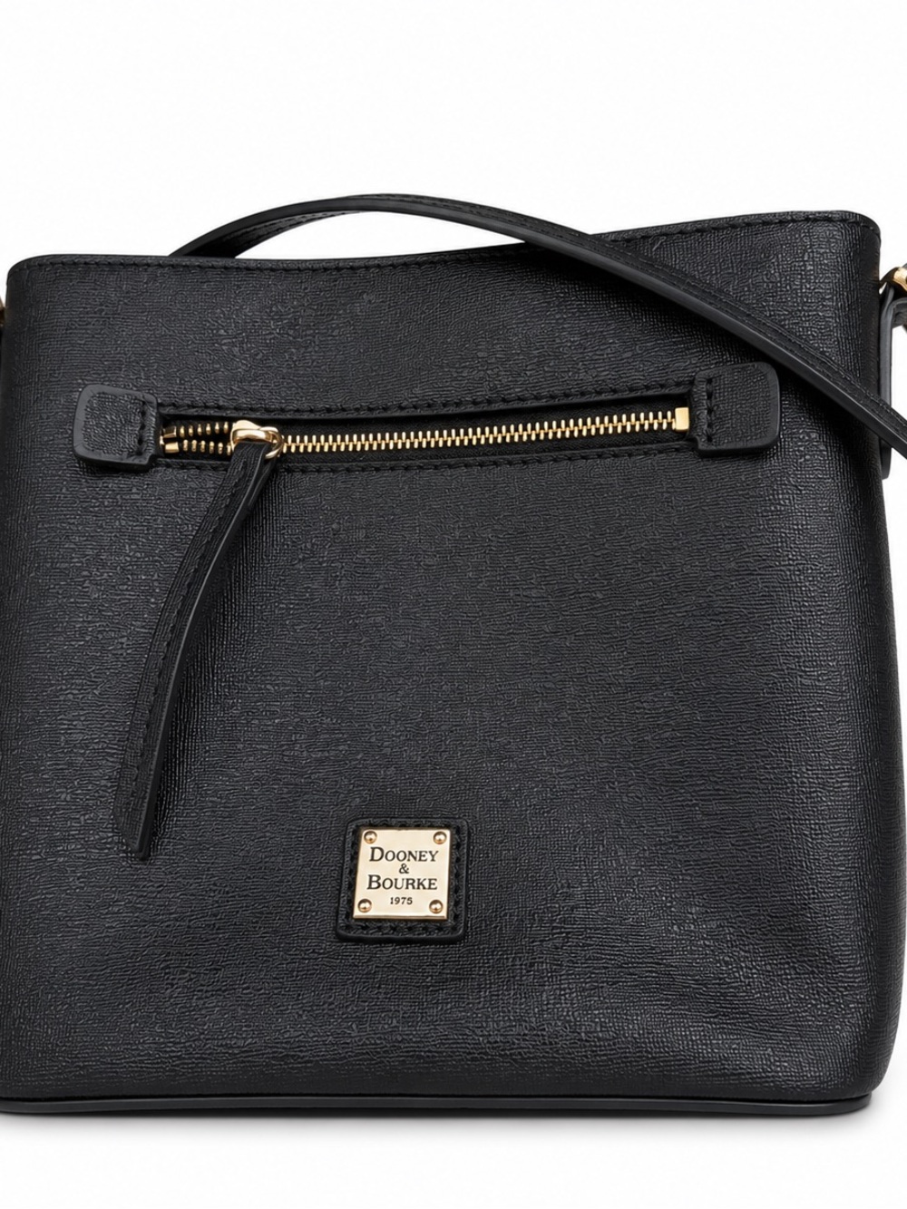 Dooney & Bourke Black Pebbled Crossbody with Gold Accents